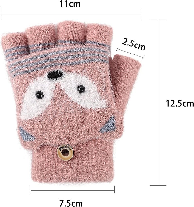NICEYST Kids Convertible Flip Top Gloves Children Winter Warm Knitted Fingerless Mittens for Boys Girls 6-10 Years Old - Image 3